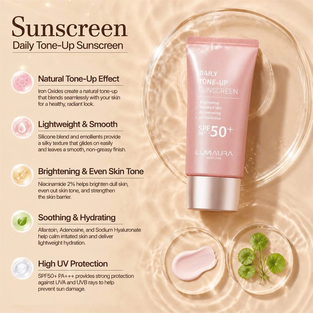 LumiAura Daily Tone-Up Sunscreen SPF50+ PA+++ — 日常潤色防曬乳成分說明